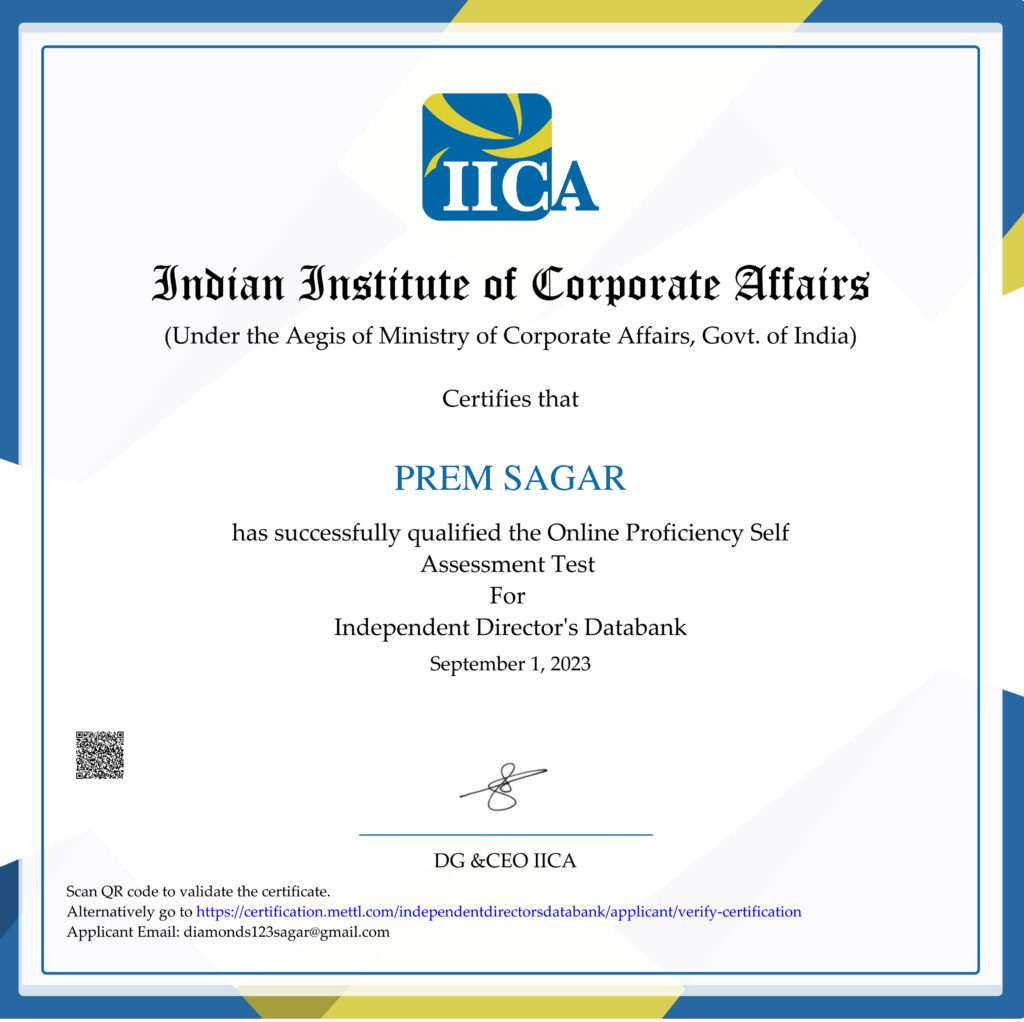 IICA certificated copy